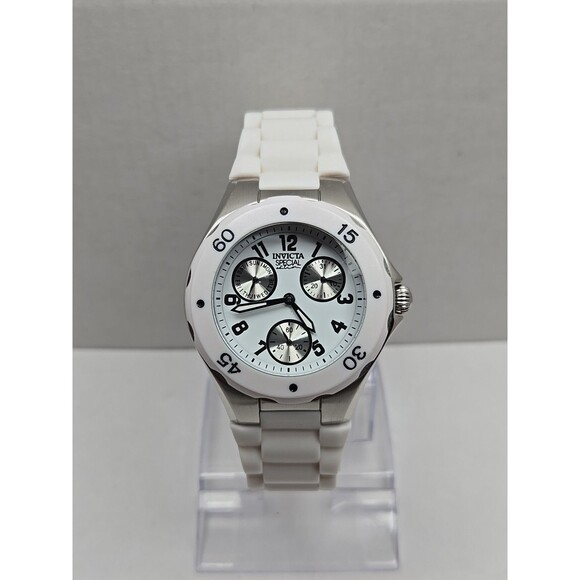 Invicta Couture Angel White Silicone Multifunction Watch 40mm Quartz New Battery - Picture 1 of 11